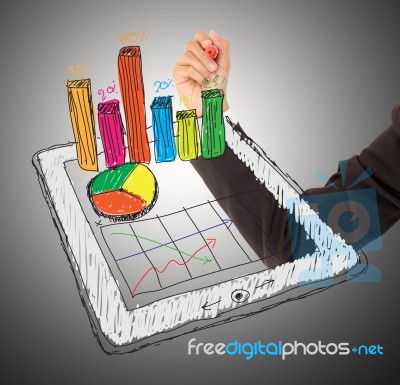 Drawing Chart On Sketchy Tablet Pc Stock Image