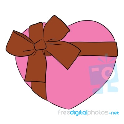 Drawing Heart With Big Ribbon Bow Stock Image