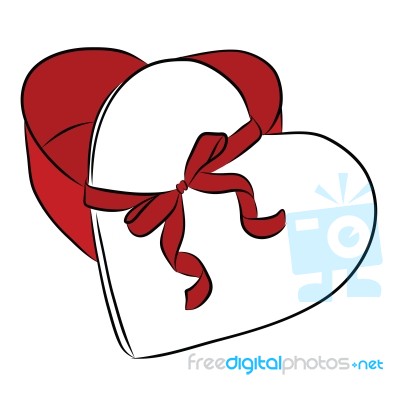 Drawing Heart With Ribbon Bow Stock Image