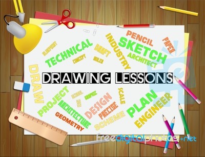 Drawing Lessons Means Designer And Creativity Class Stock Image