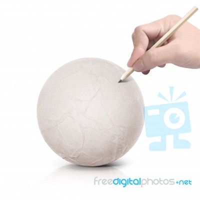 Drawing Map On Paper Ball Stock Photo