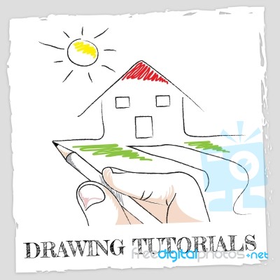 Drawing Tutorials Means Learning Creativity And Training Stock Image