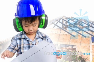 Dream Of The Child's Future Career  (engineer) Stock Photo