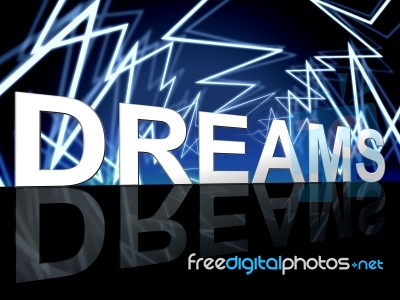 Dreams Word Shows Desire Night And Plan Stock Image