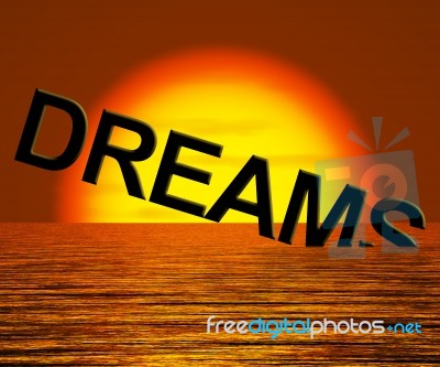 Dreams Word Sinking In Sea Stock Image