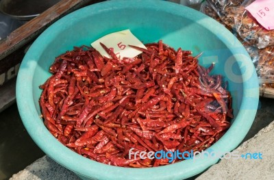 Dried Chilli  From Market In Close Up Stock Photo