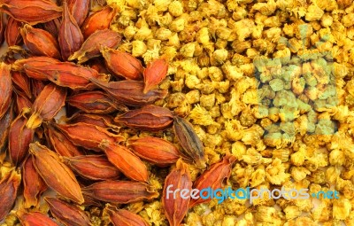 Dried Chrysanthemum Flowers Stock Photo