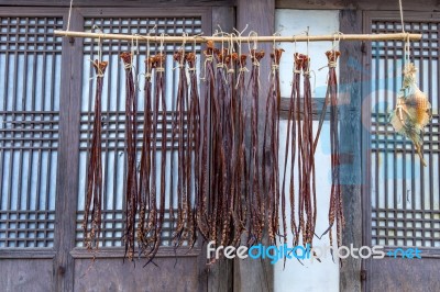 Dried Fish At Dae Jang Geum Park Or Korean Historical Drama In South Korea Stock Photo