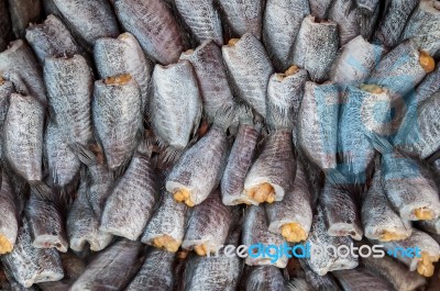 Dried Fish In The Market Stock Photo