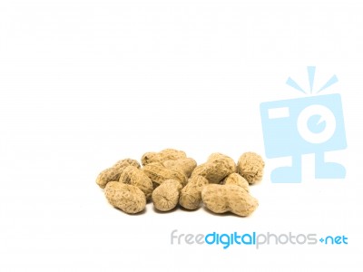 Dried Peanut Baked Salty On White Background Stock Photo