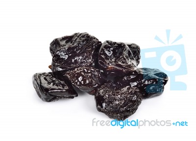 Dried Prune Isolated On The White Background Stock Photo