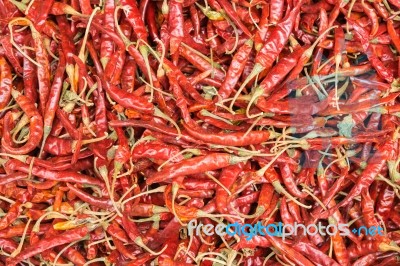 Dried Red Chilli Pepper From Market Street Stock Photo