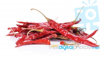 Dried Red Hot Peppers Isolated Stock Photo