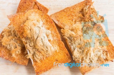 Dried Shredded Pork With Chillies Sauce On Bread Stock Photo