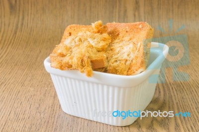 Dried Shredded Pork With Chillies Sauce On Bread Stock Photo