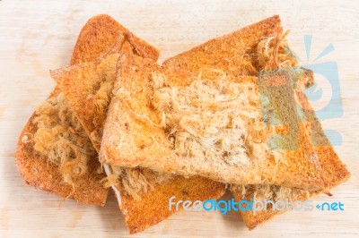 Dried Shredded Pork With Chillies Sauce On Bread Stock Photo