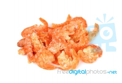 Dried Shrimp Isolated On The White Background Stock Photo