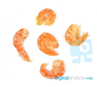 Dried Shrimp Isolated On The White Background Stock Photo