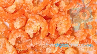 Dried Shrimp  On The White Background Stock Photo