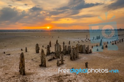 Dried-up Salt Lake Kuyalnik Stock Photo