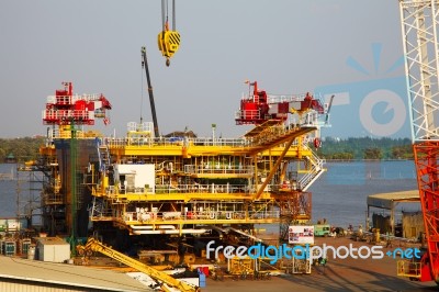 Drilling Platform Under Contruction Stock Photo