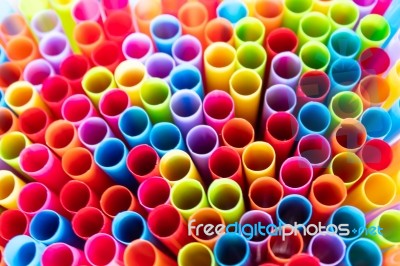 Drinking Straws Colorful Coming Together Stock Photo