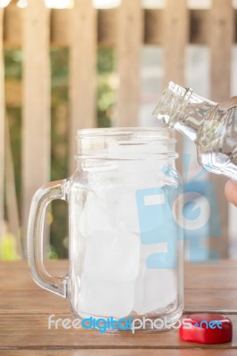 Drinking Water And Iced Glass Stock Photo