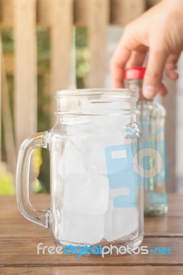 Drinking Water And Iced Glass Stock Photo