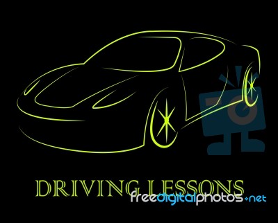 Driving Lessons Means Passenger Car And Automobile Stock Image