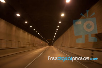 Driving Through Virginia Tunnel Stock Photo