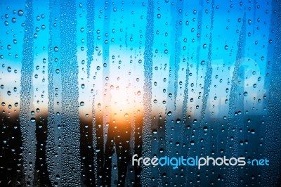 Drops Of Water On Glass Stock Photo