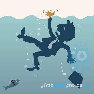 Drowning  Businessman Stock Image