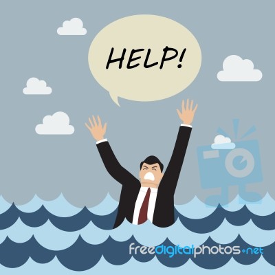 Drowning Man Screaming For Help Stock Image