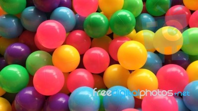 Dry Children's Pool With Colorful Balls Stock Photo