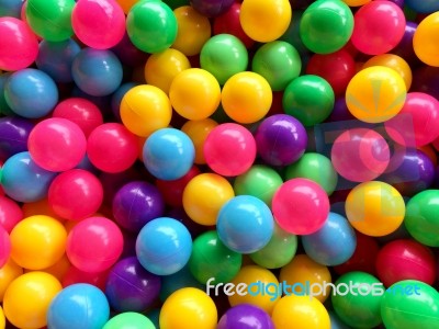 Dry Children's Pool With Colorful Balls Stock Photo