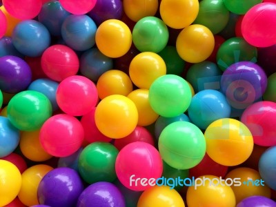 Dry Children's Pool With Colorful Balls Stock Photo