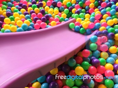 Dry Children's Pool With Colorful Balls Stock Photo