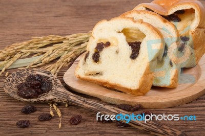 Dry Raisin With Bread Stock Photo