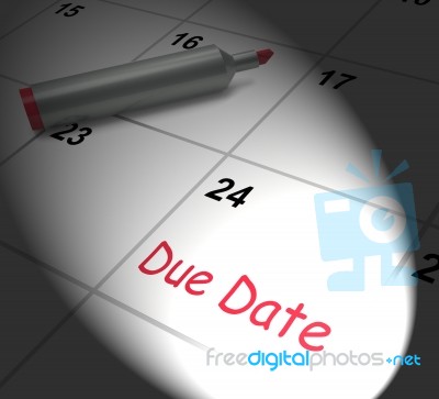 Due Date Calendar Displays Deadline For Submission Stock Image