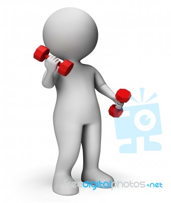 Dumbbells Weights Represents Getting Fit And Dumbell 3d Renderin… Stock Image