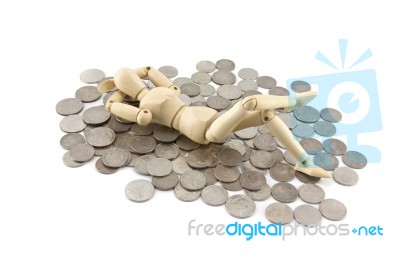 Dummy Relaxing On Money Stock Photo