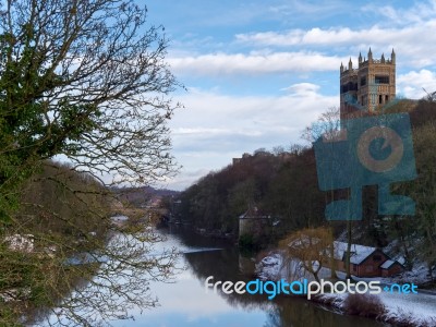 Durham, County Durham/uk - January 19 : View Along The River Wea… Stock Photo