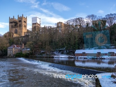 Durham, County Durham/uk - January 19 : View Along The River Wea… Stock Photo