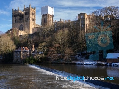 Durham, County Durham/uk - January 19 : View Along The River Wea… Stock Photo