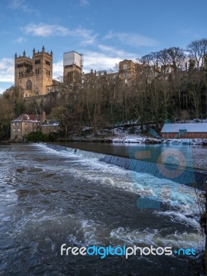 Durham, County Durham/uk - January 19 : View Along The River Wea… Stock Photo