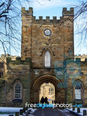 Durham, County Durham/uk - January 19 : View Of The Castle Entra… Stock Photo