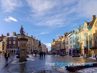 Durham, County Durham/uk - January 19 : View Of The Market Place… Stock Photo