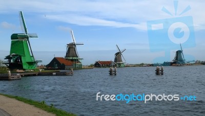 Dutch Windmills Stock Photo