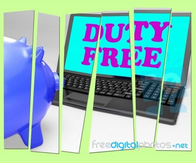 Duty Free Piggy Bank Shows No Tax On Goods Stock Image