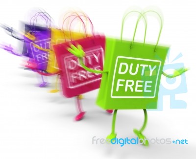 Duty Free Shopping Bags Show Tax Exempt Discounts Stock Image